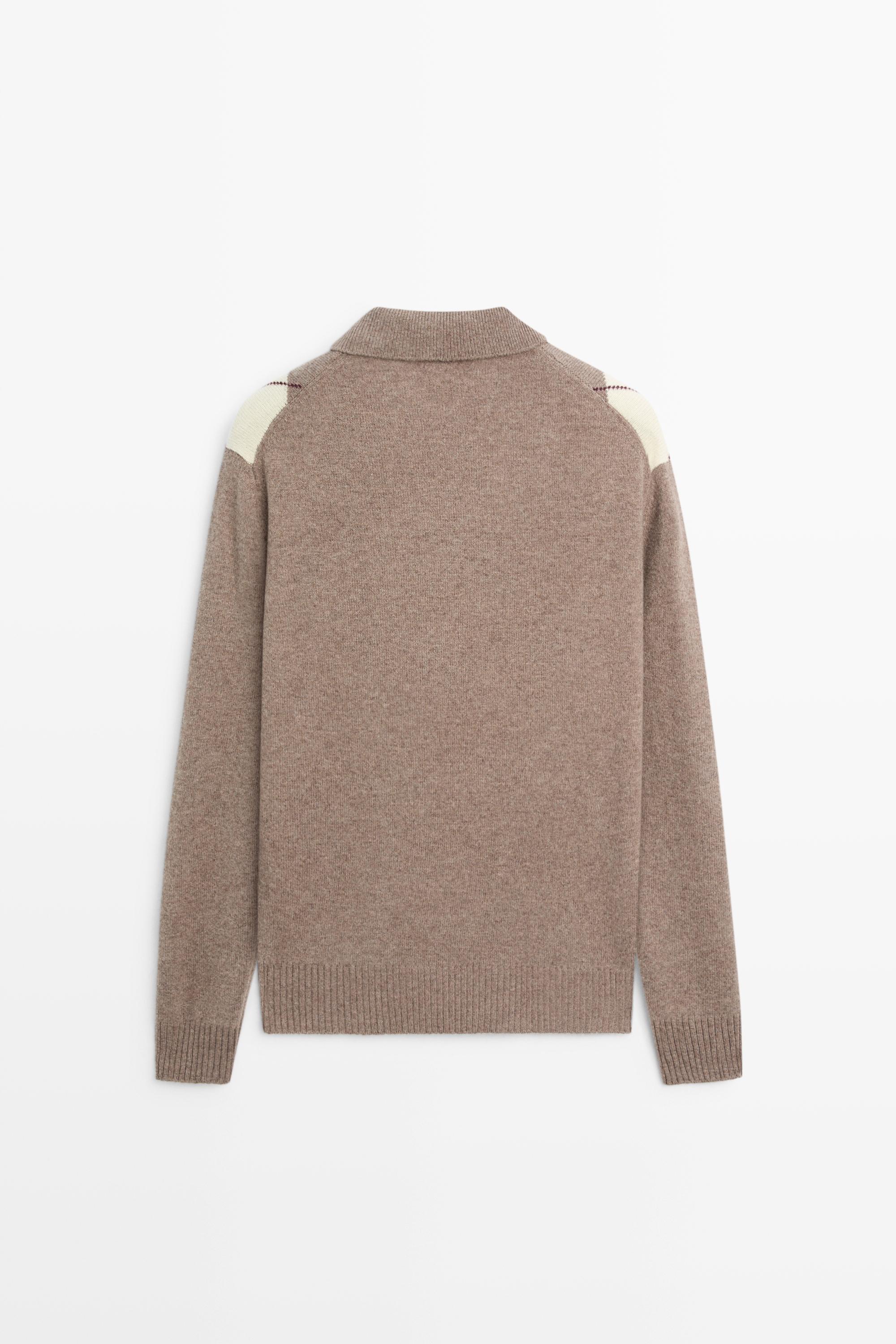 Diamond knit polo sweater